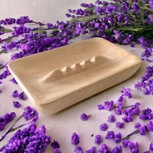 Vtg Wood Ashtray Maple Rok Calif Hand Carved Mid Century‎ Modern Hard Wood MCM.